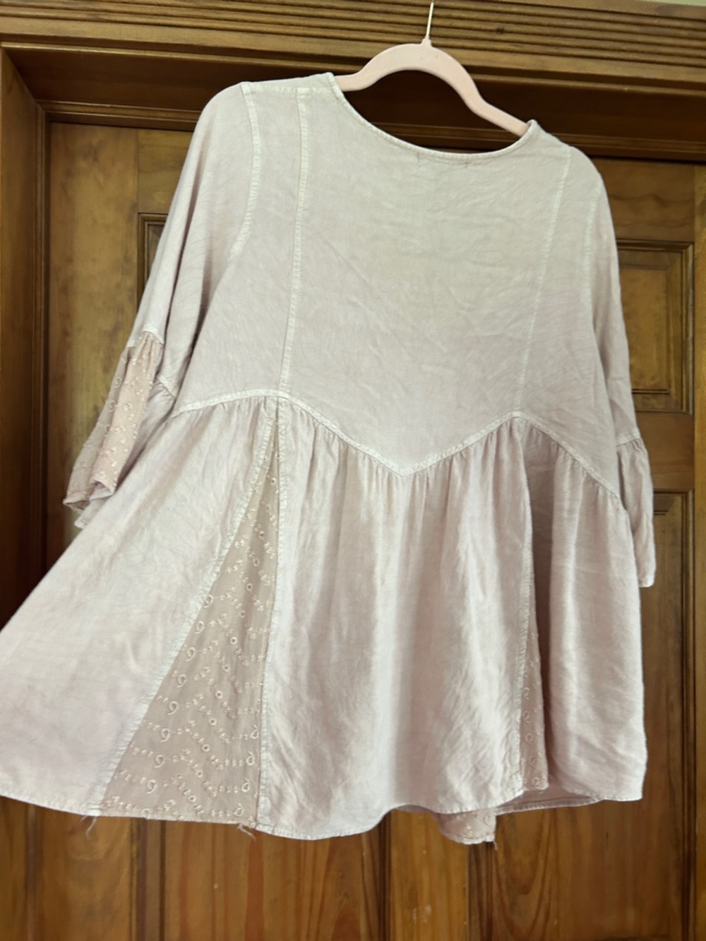 Roaman's Light Dusty Pink Embroidered Button-Front Tunic - Picture 4 of 4